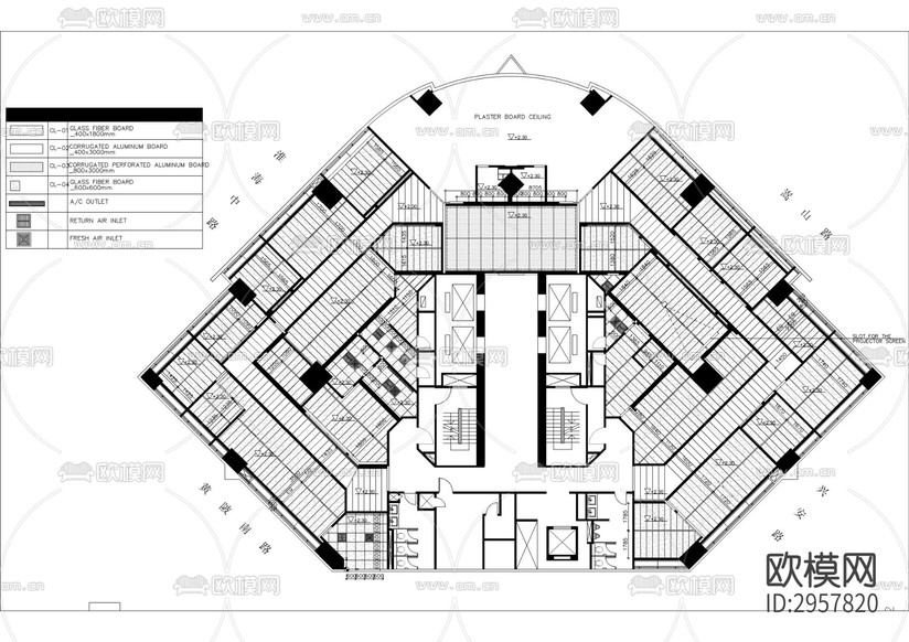 现代上海办公室效果图cad施工图下载(渲染图7)