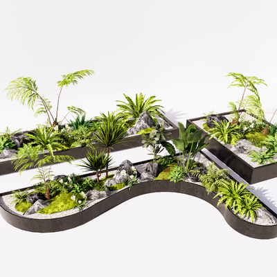  花池 花坛 花槽 绿植堆su模型 