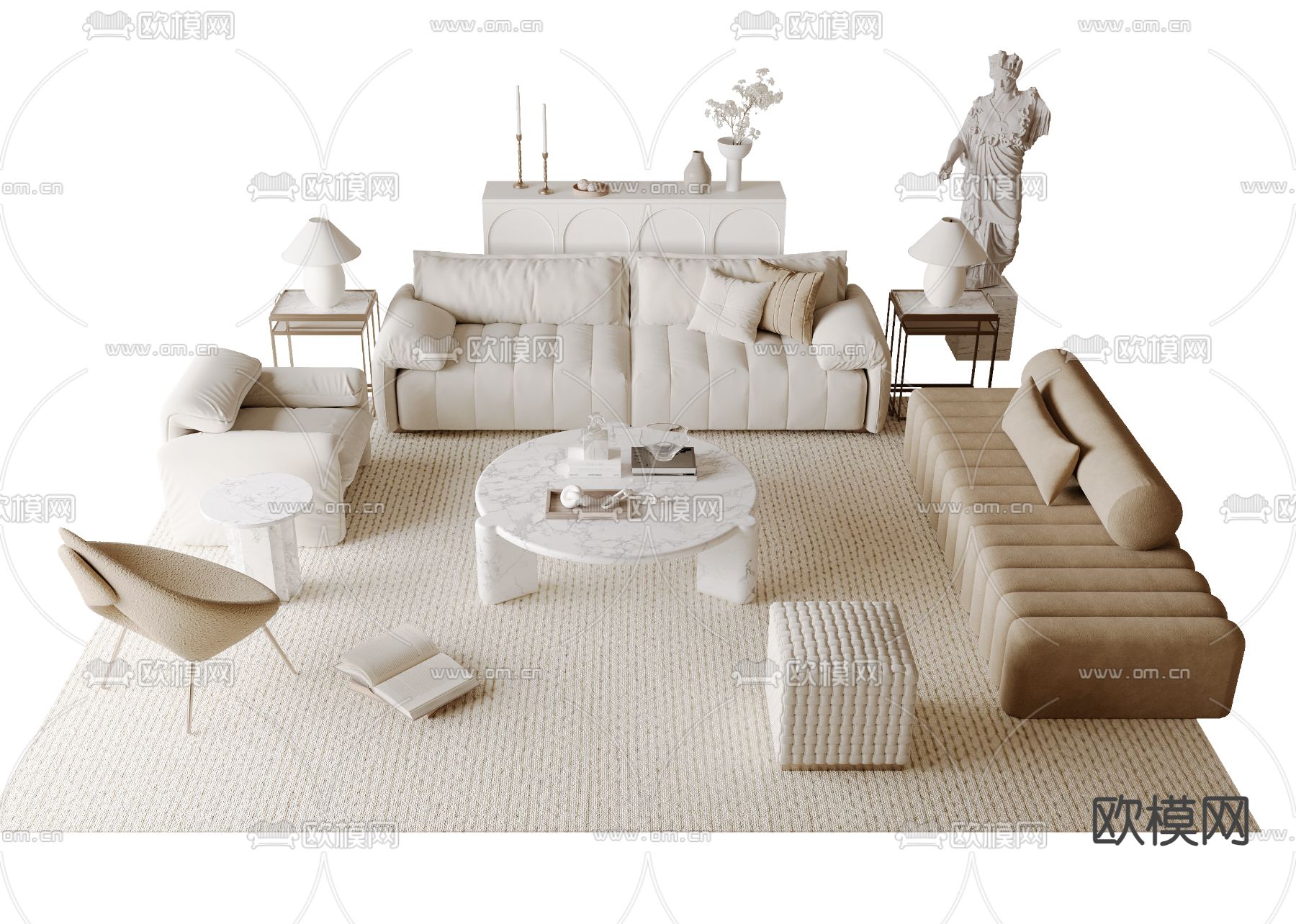 法式组合沙发3d模型下载