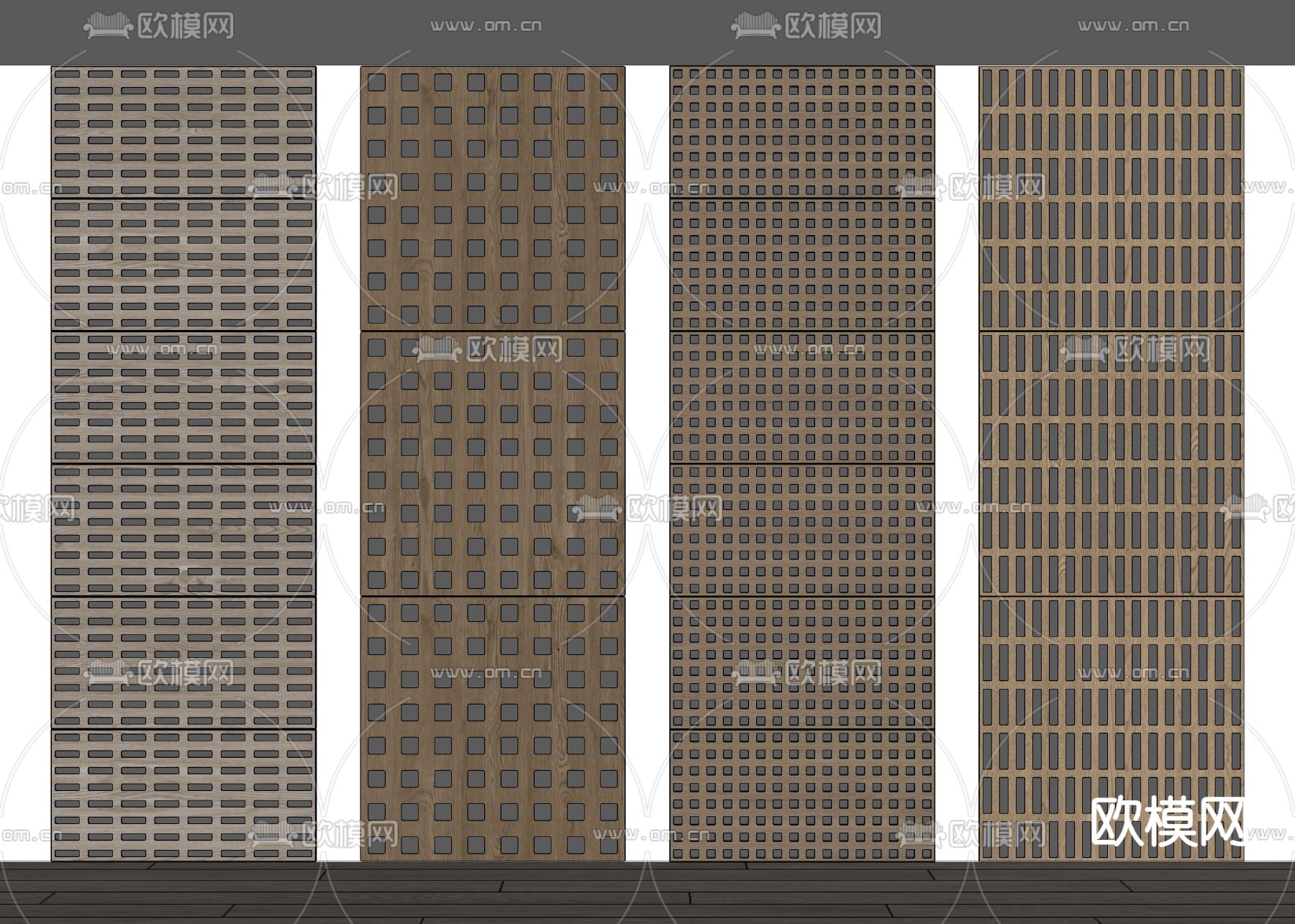 现代木饰面 造型护墙板 墙饰板su模型下载（渲染图2）