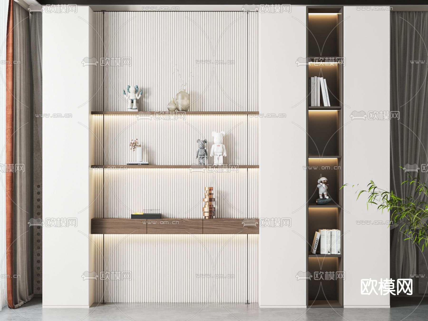 侘寂风装饰柜 置物架su模型下载（渲染图1）