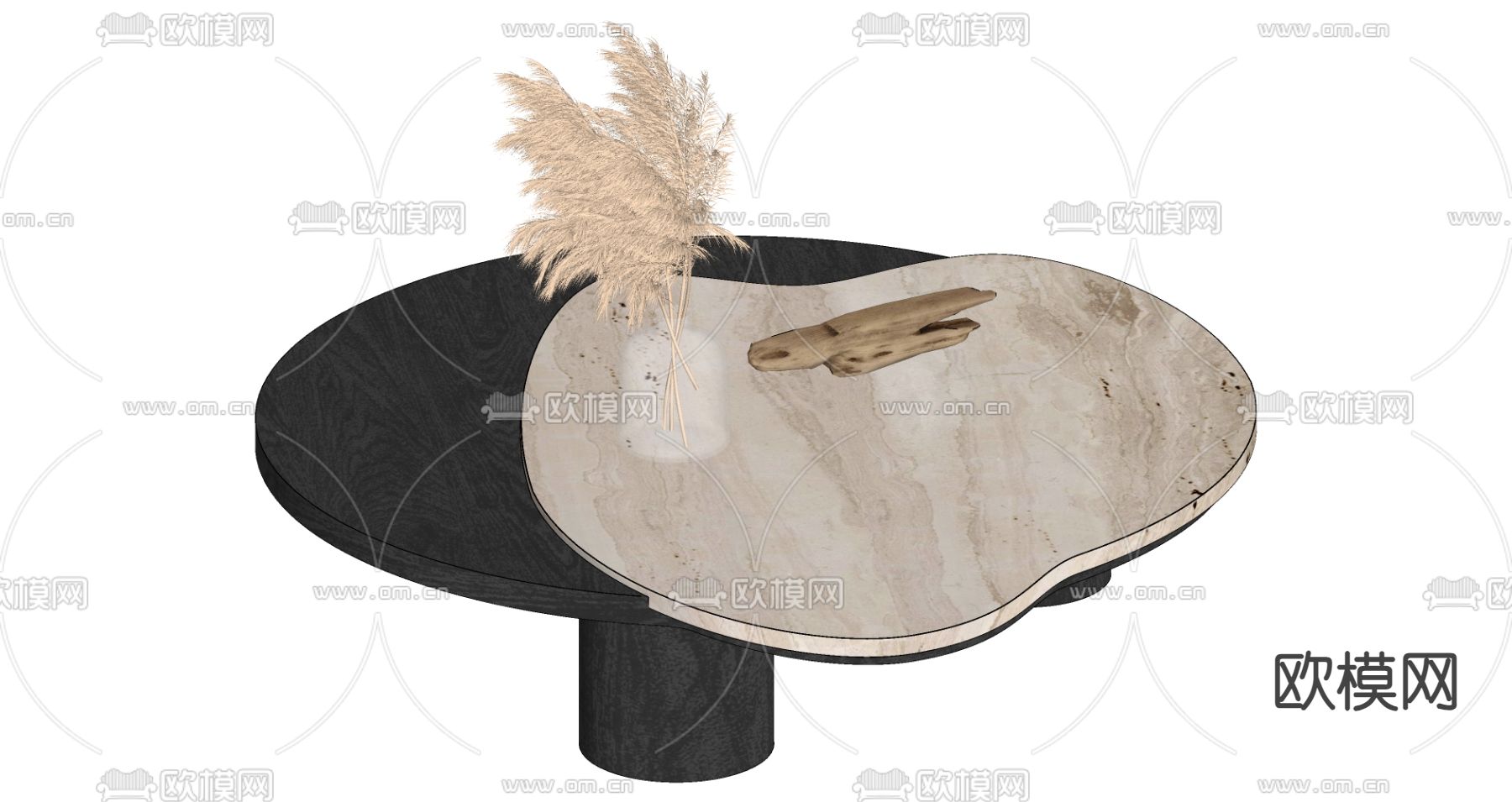 现代茶几su模型下载（渲染图2）