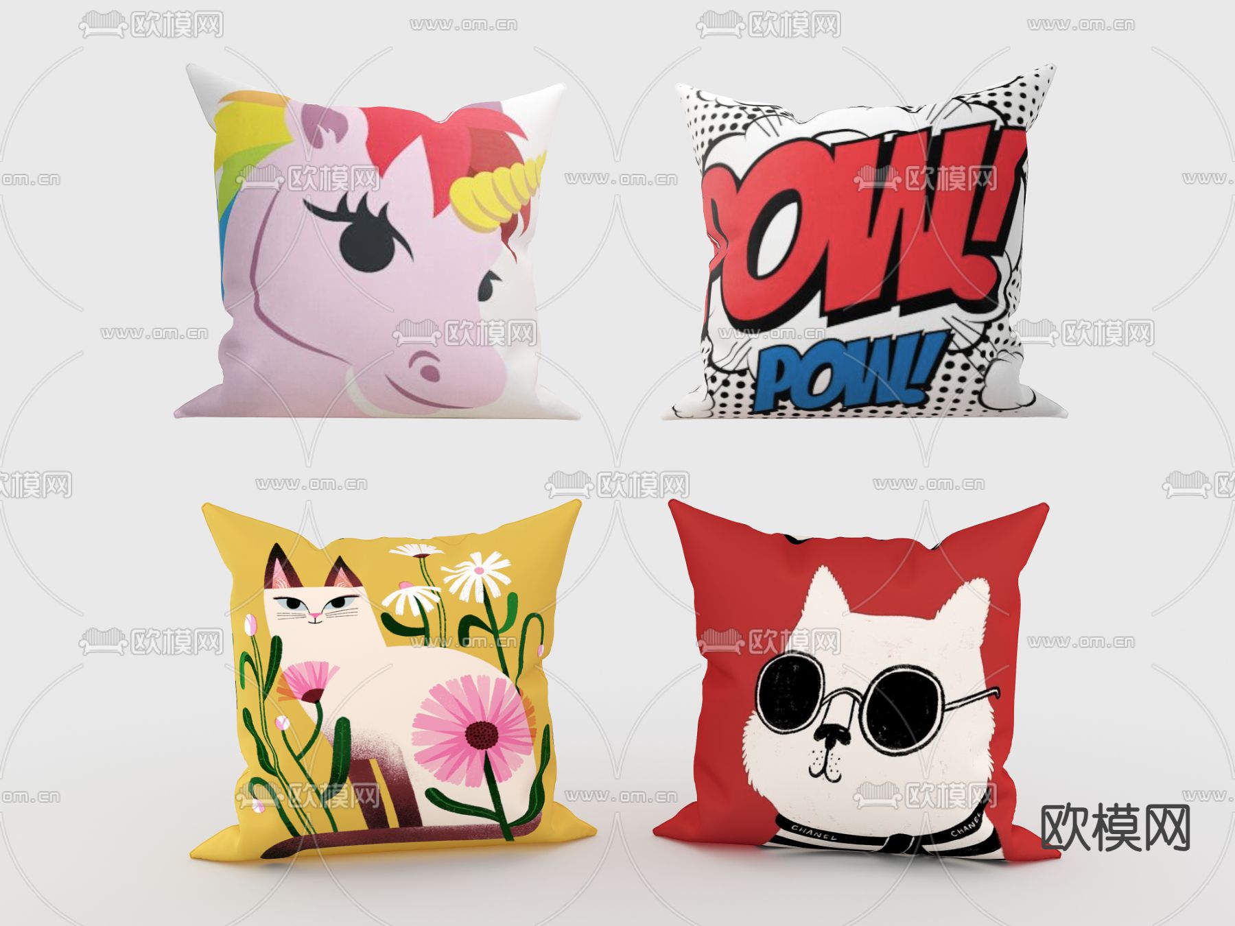 卡通抱枕 靠枕 枕头3d模型下载