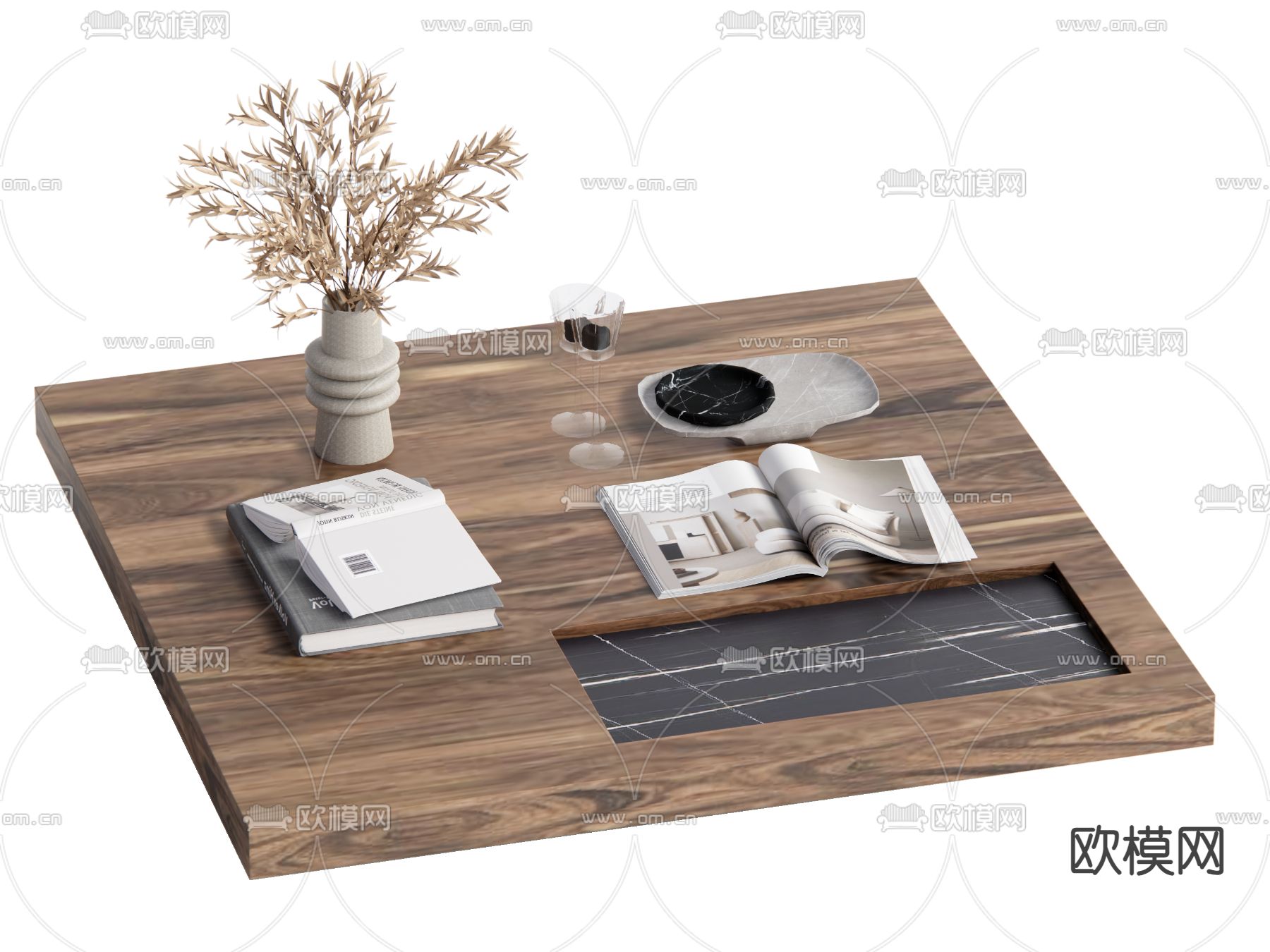 侘寂茶几su模型下载（渲染图2）