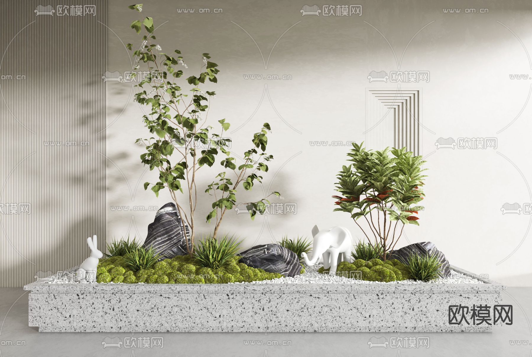 景观小品 植物造景 景观石3d模型下载