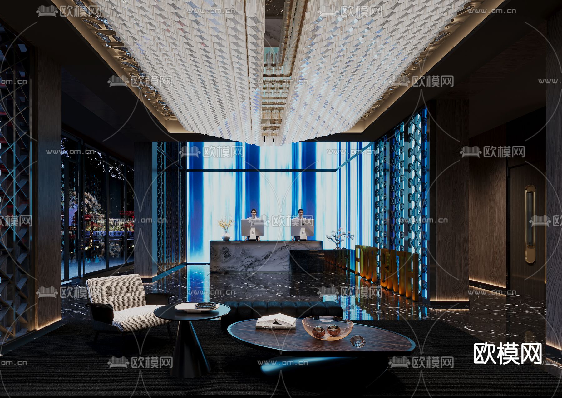 洗浴大厅 足浴会所 沐足3d模型下载（渲染图1）