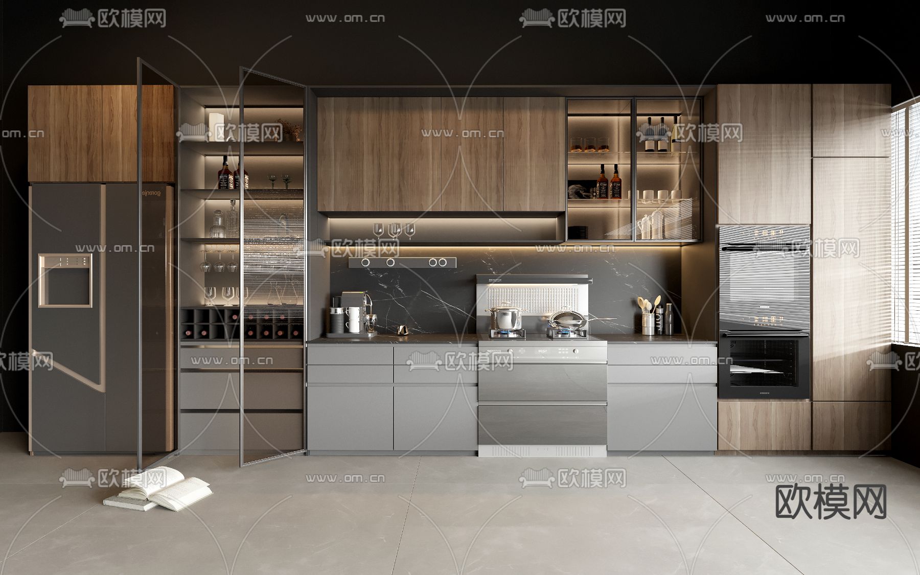 现代橱柜3d模型下载