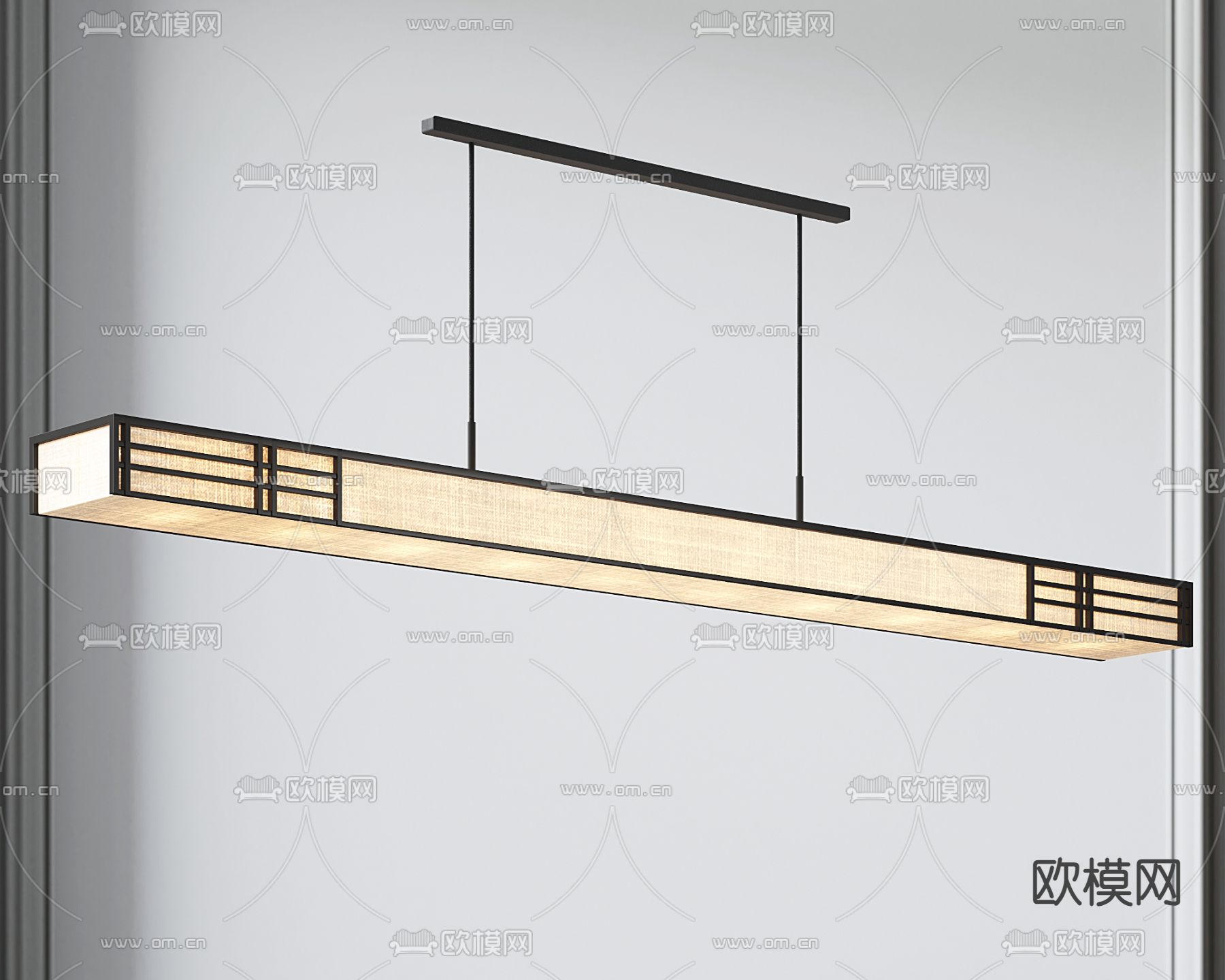 新中式吊灯 一字型吊灯su模型下载（渲染图1）