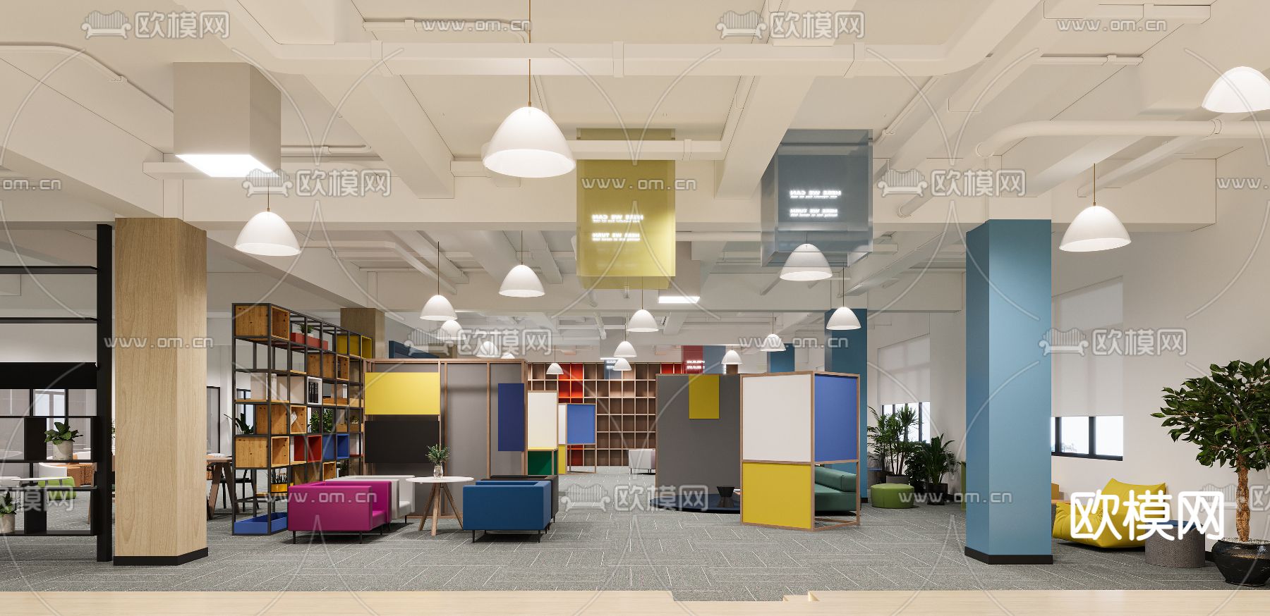 办公室休息区 茶水间 展厅3d模型下载（渲染图3）
