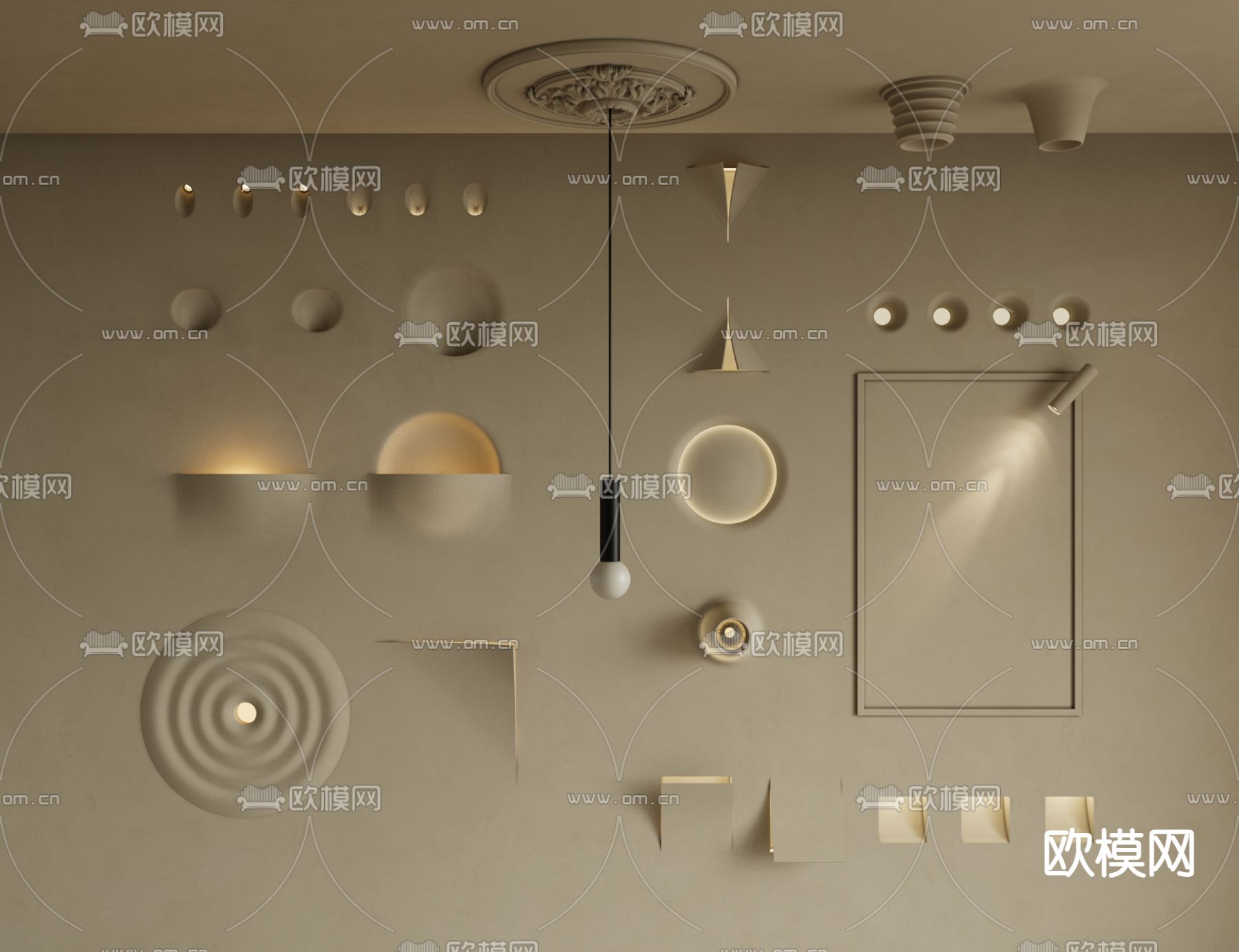 壁灯 石膏灯 墙角灯 过道灯3d模型下载