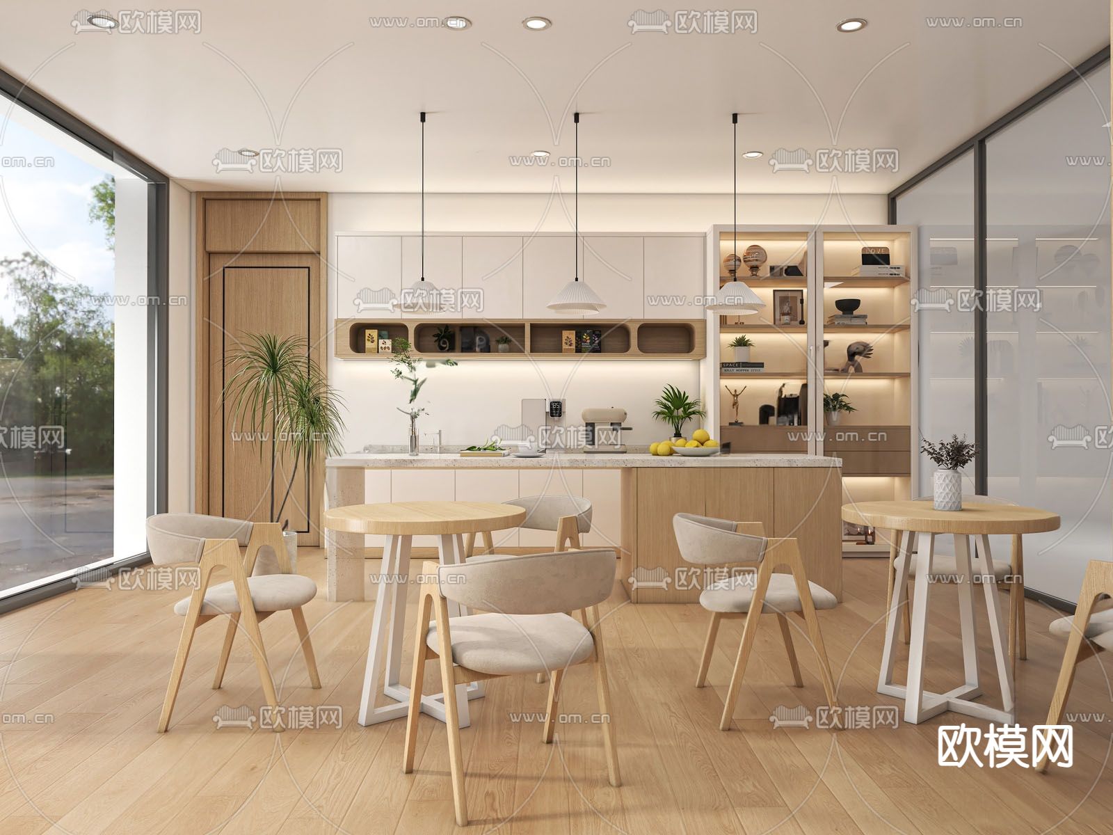 现代茶水间su模型下载（渲染图2）