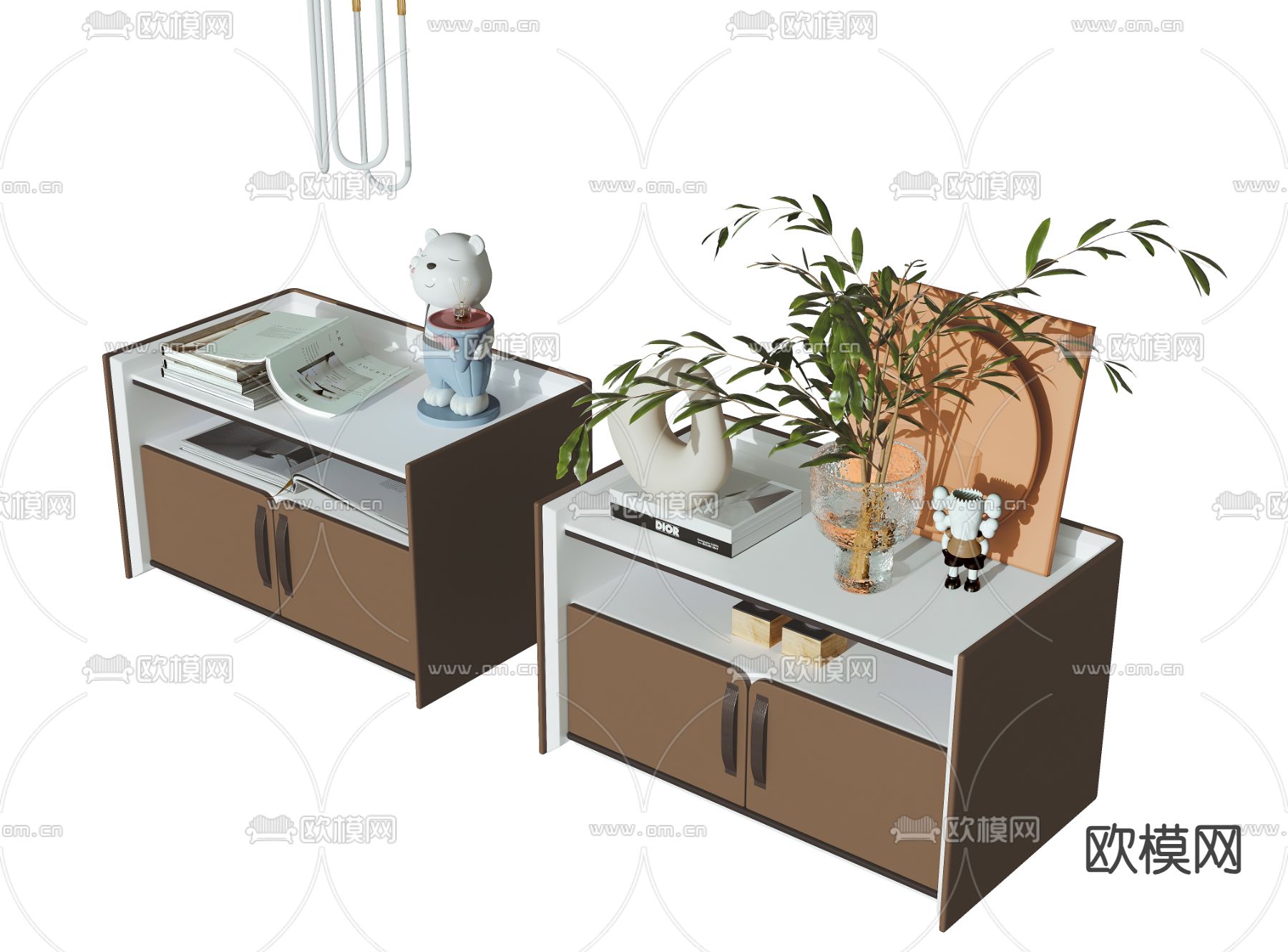 现代床头柜3d模型下载（渲染图2）