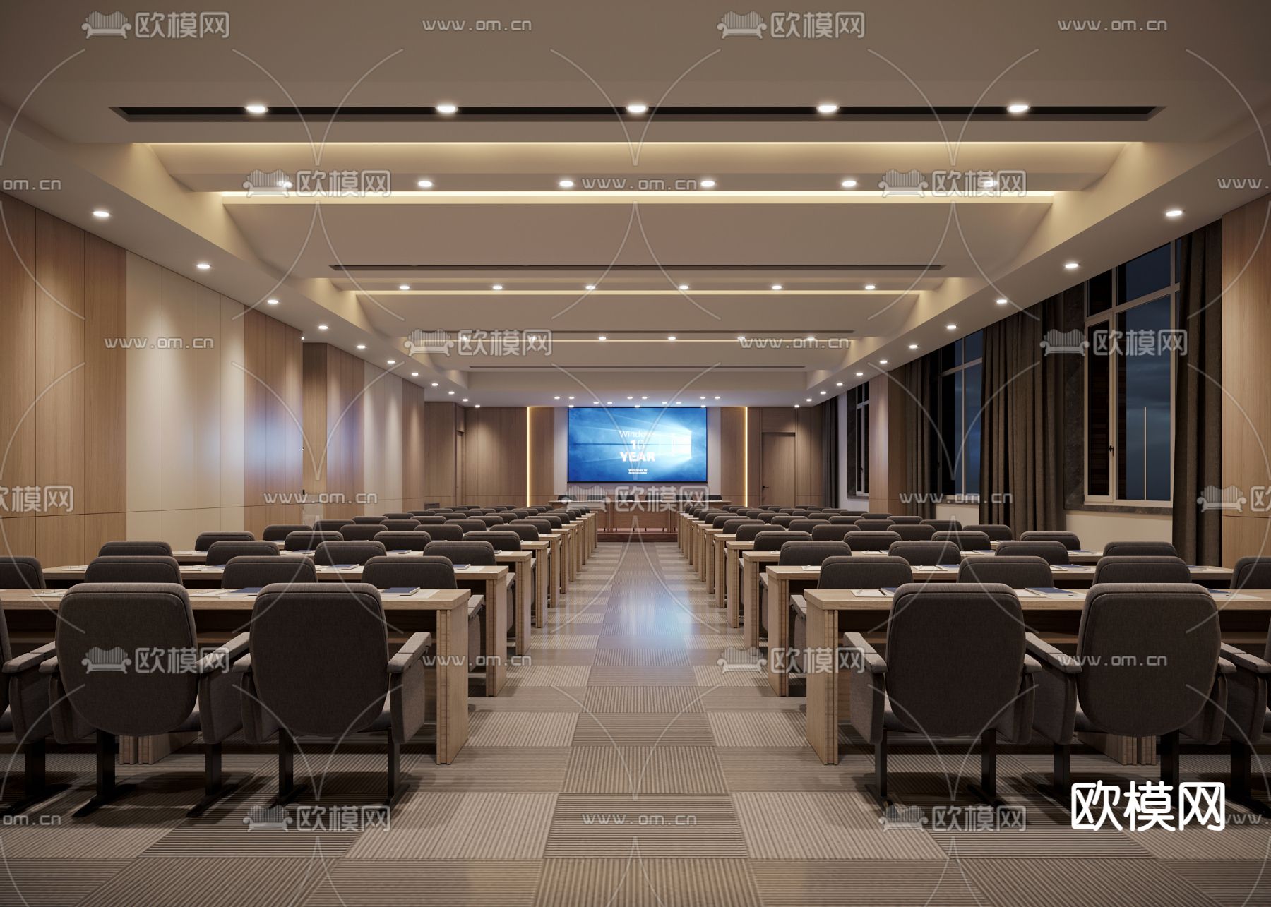 多功能会议室 报告厅3d模型下载（渲染图1）