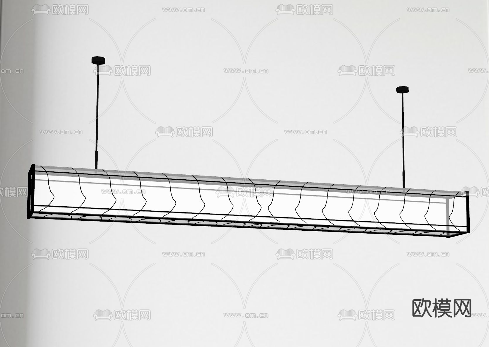 新中式吊灯 一字型吊灯su模型下载（渲染图2）