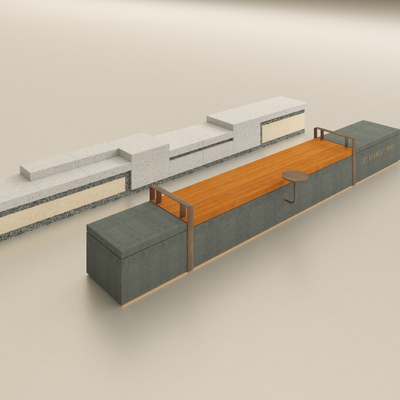  现代景观座椅 户外座凳 庭院坐凳su模型 