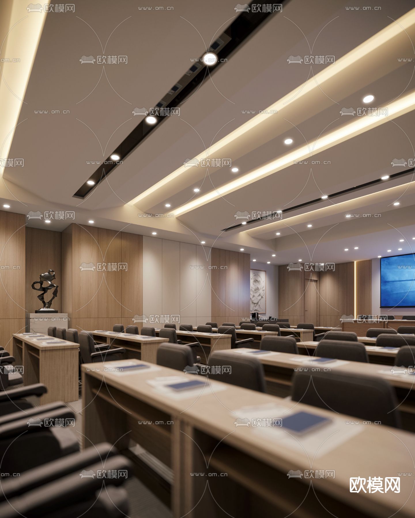 多功能会议室 报告厅3d模型下载（渲染图2）