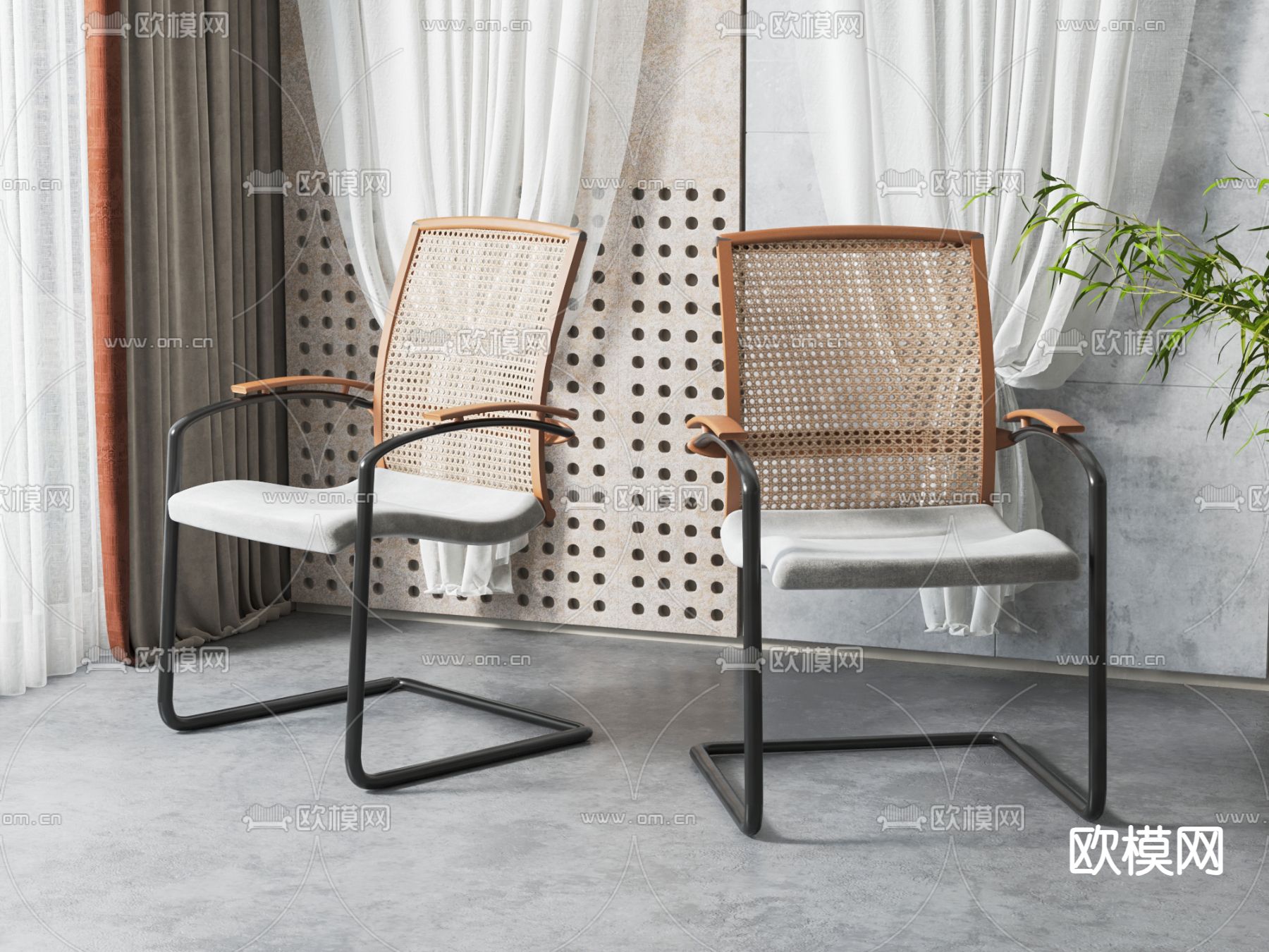 现代职员椅 办公椅su模型下载（渲染图1）