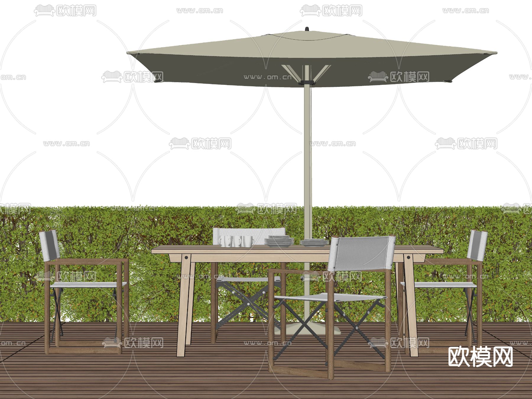 现代餐桌椅su模型下载（渲染图1）