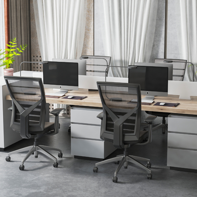  卡位办公桌 职员桌 工位su模型 