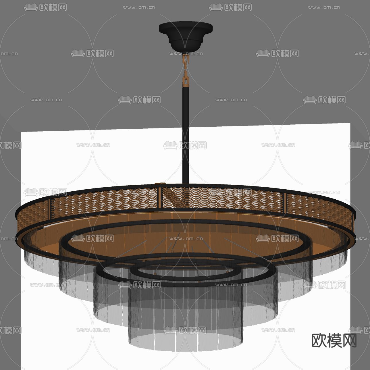 新中式吊灯su模型下载（渲染图1）