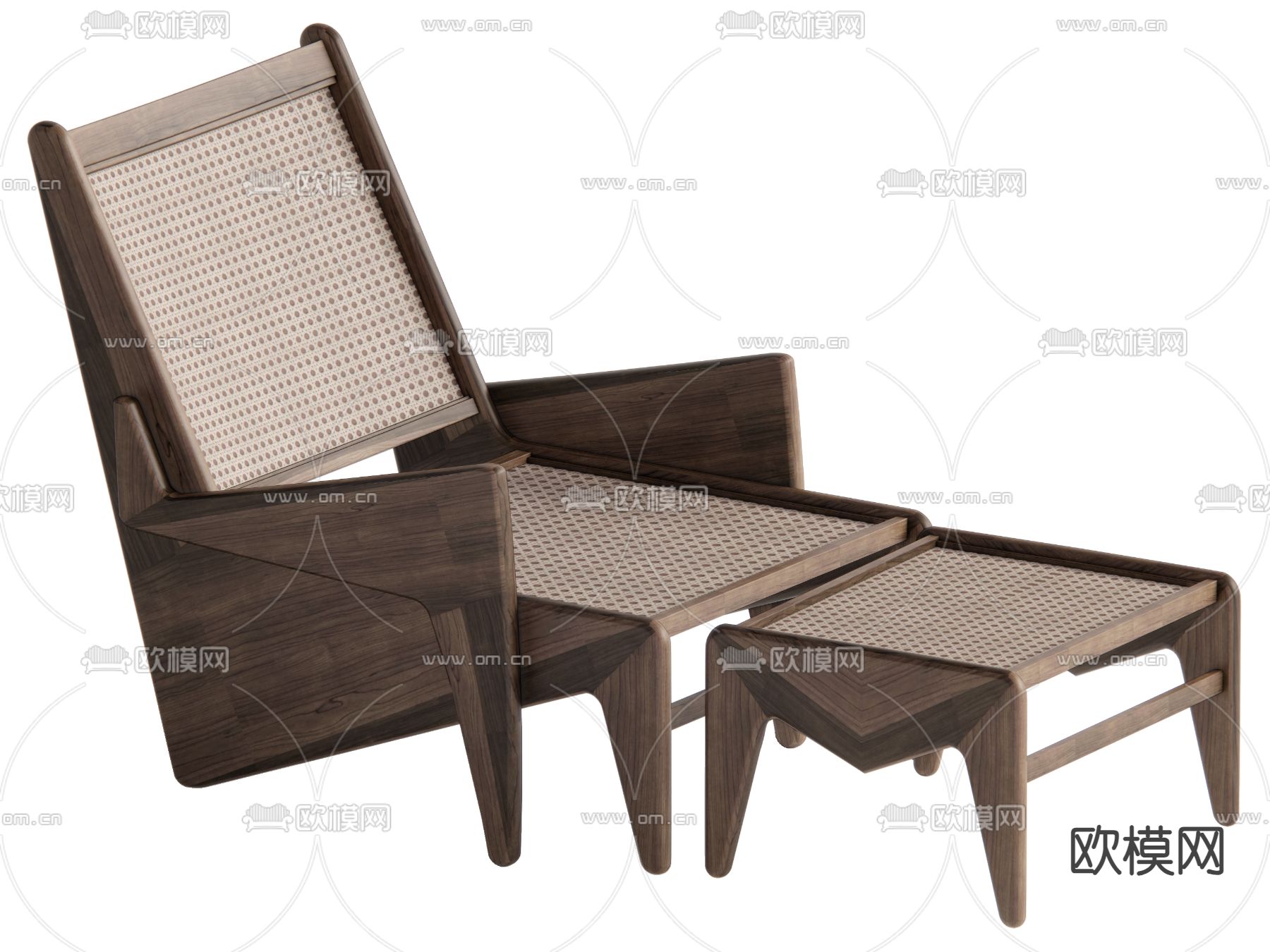 侘寂风休闲椅su模型下载（渲染图2）