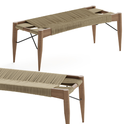 新中式绳编长凳su模型