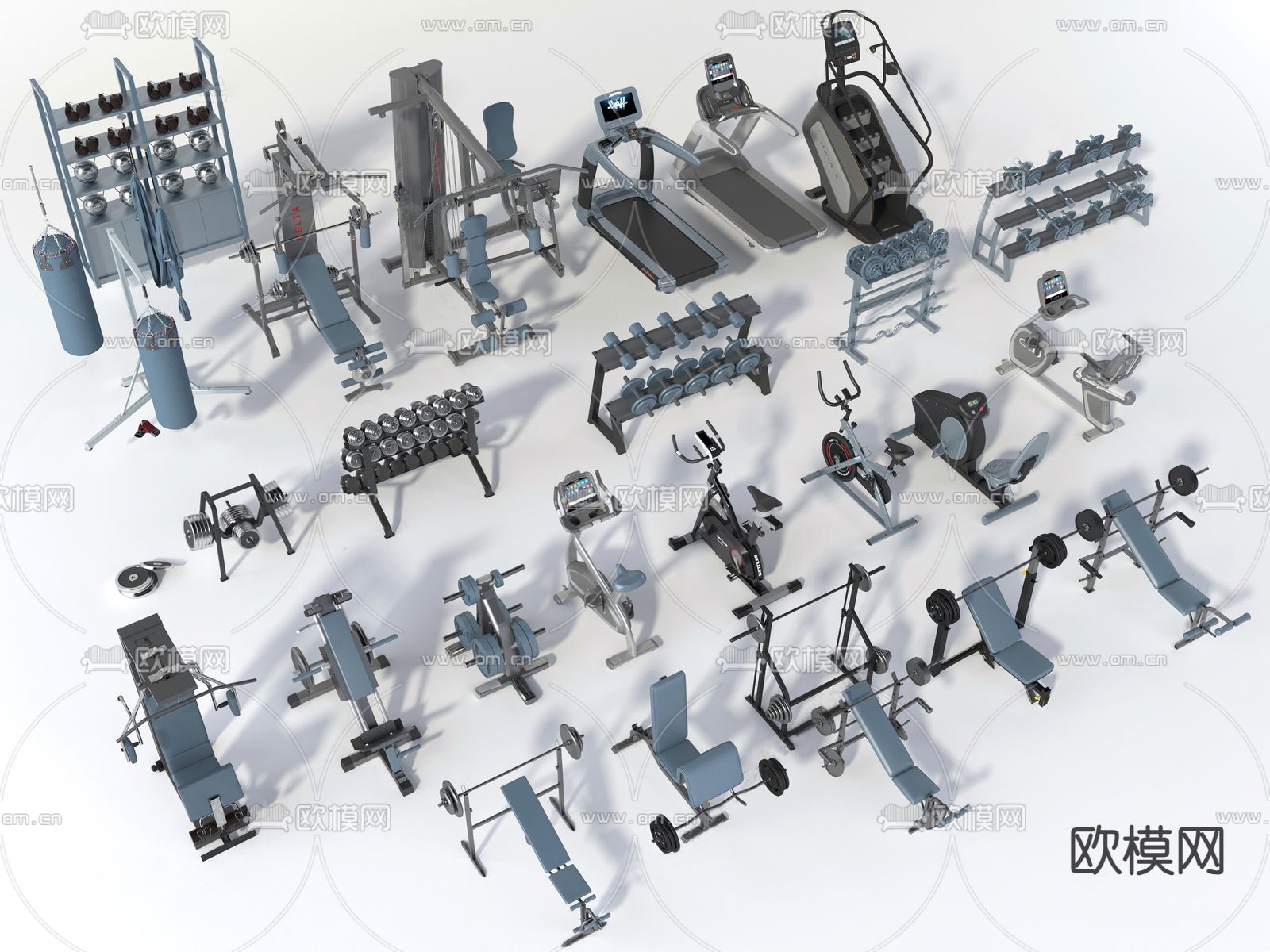 现代健身器材su模型下载（渲染图2）