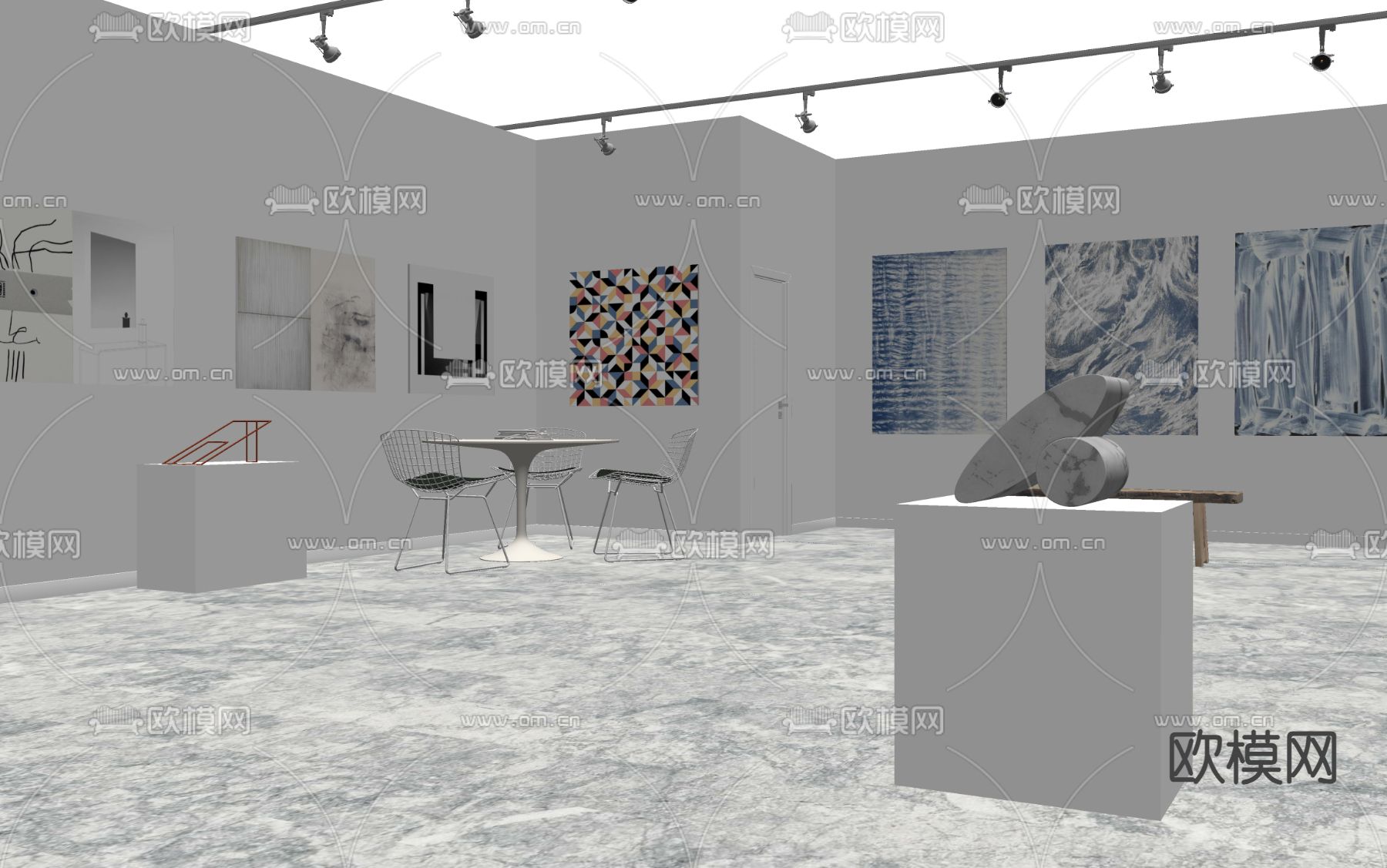 艺术展厅 美术馆su模型下载（渲染图3）