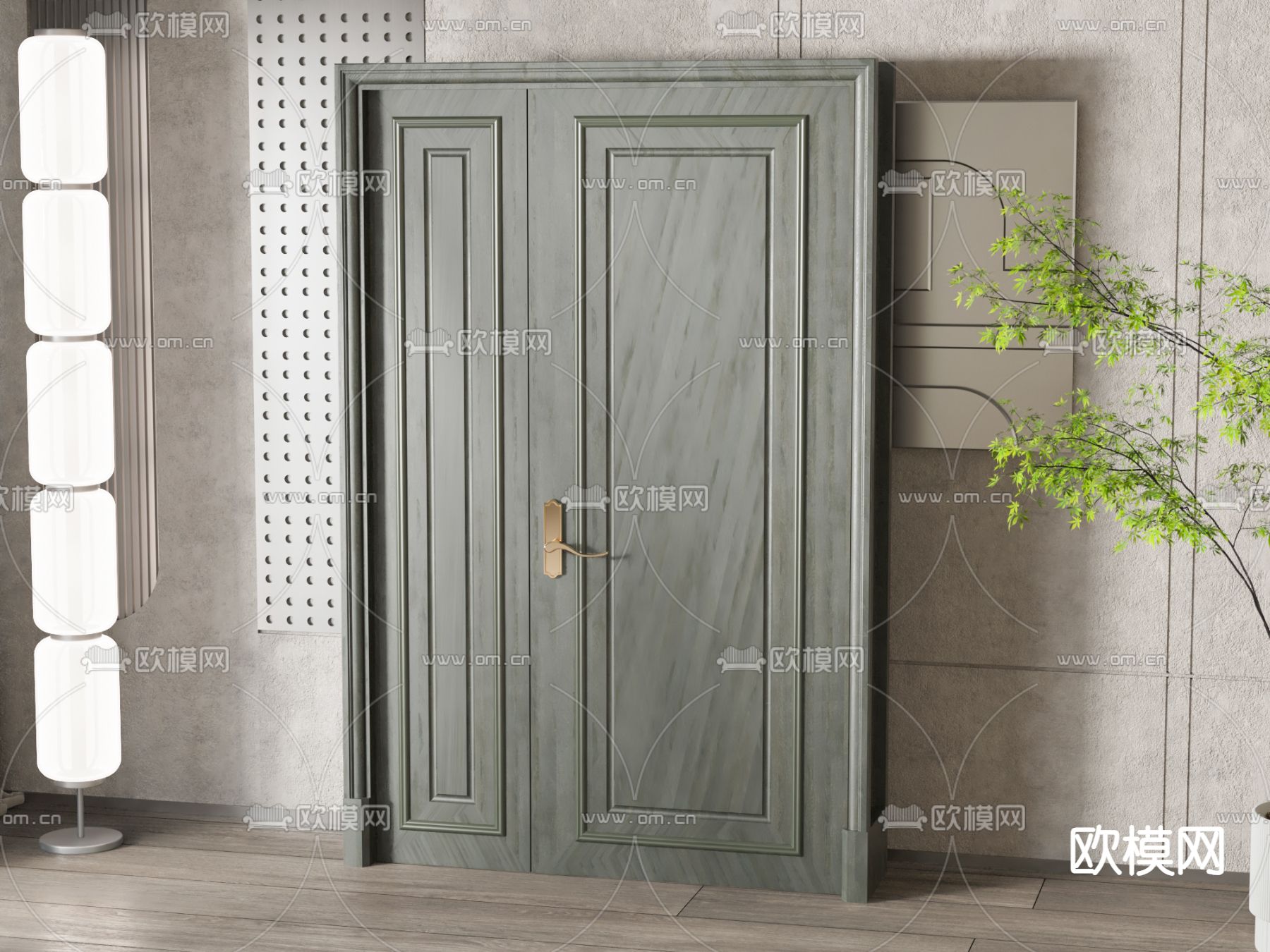 北欧入户门su模型下载（渲染图2）