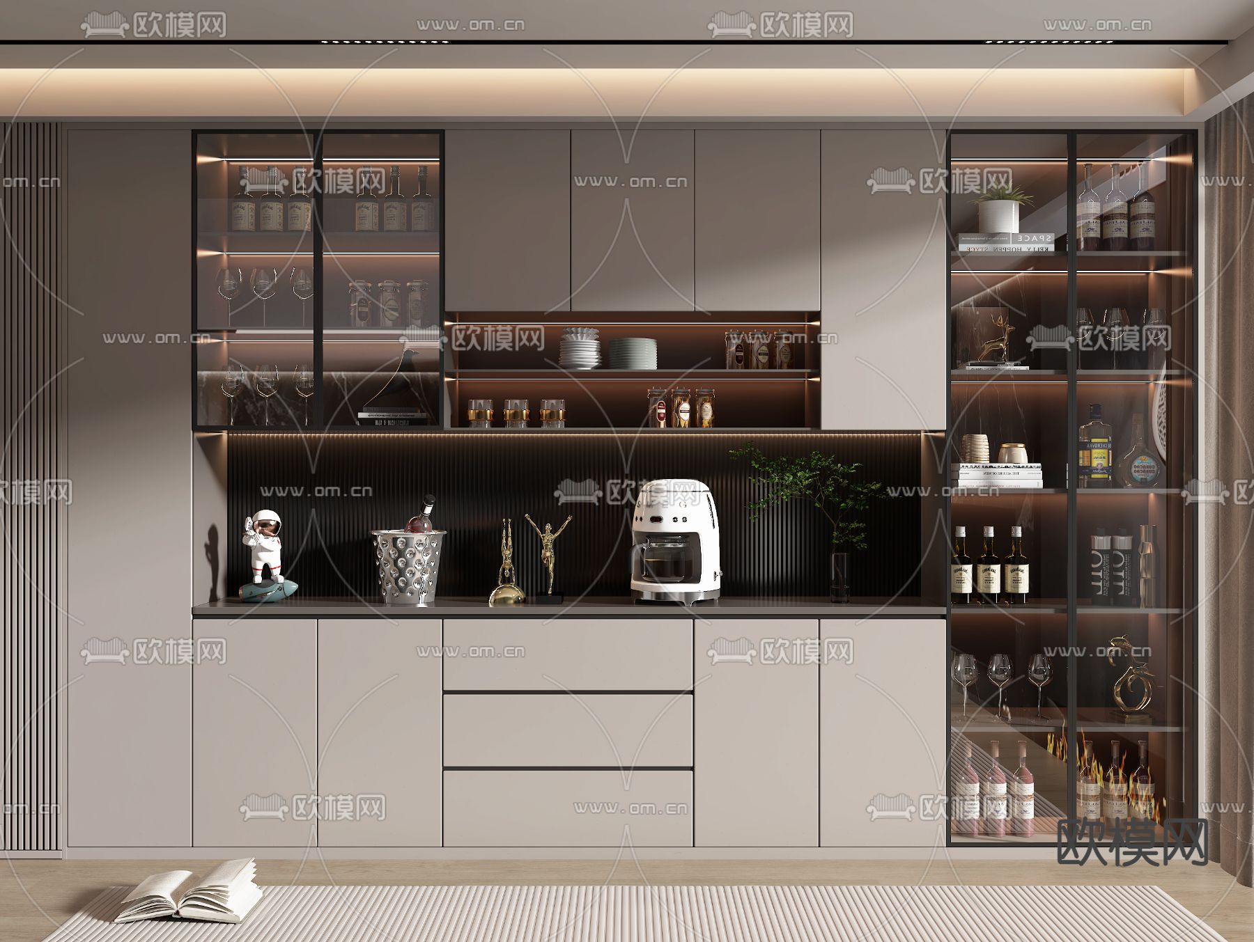 现代酒柜3d模型下载