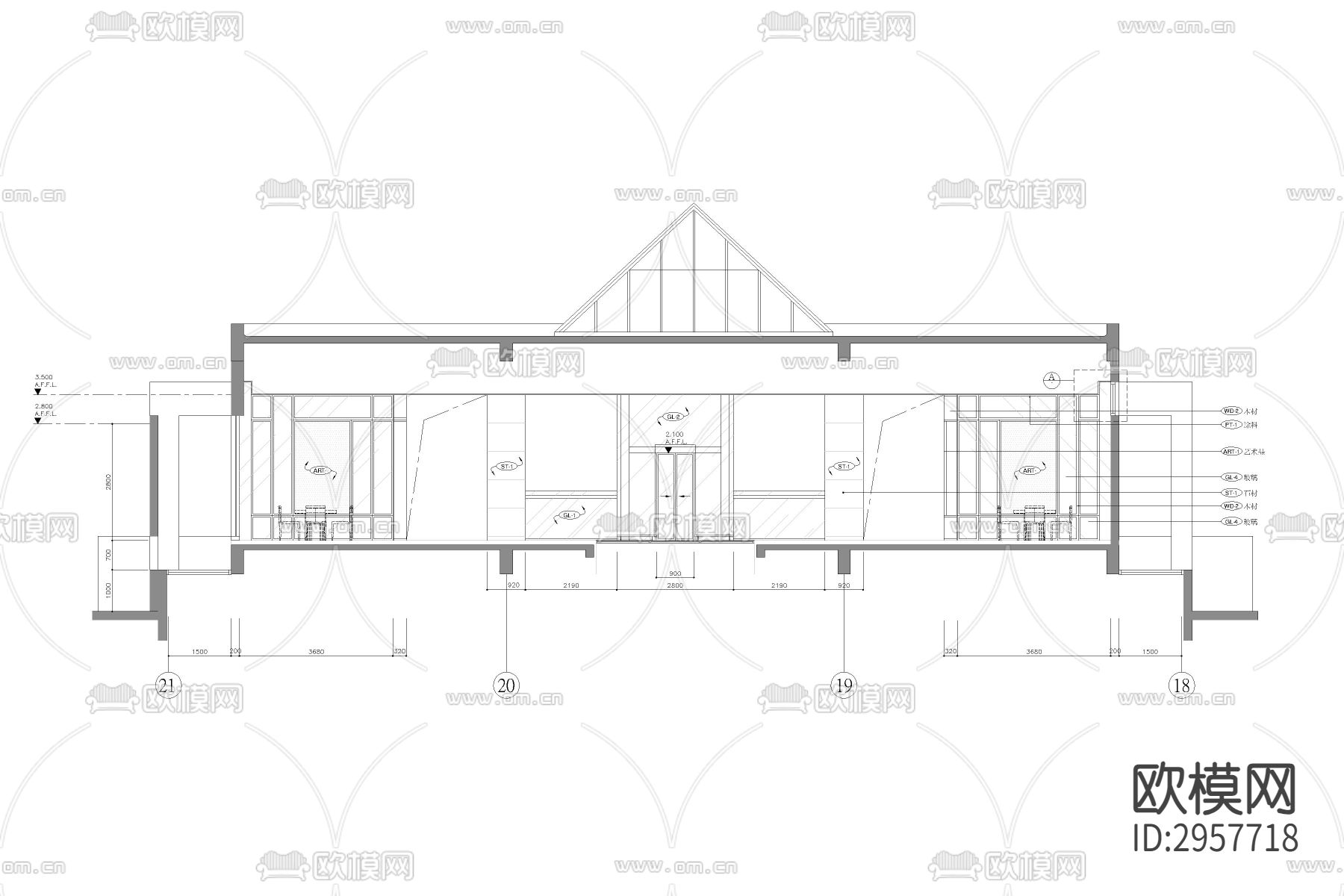 天津富力会所cad施工图下载（渲染图4）