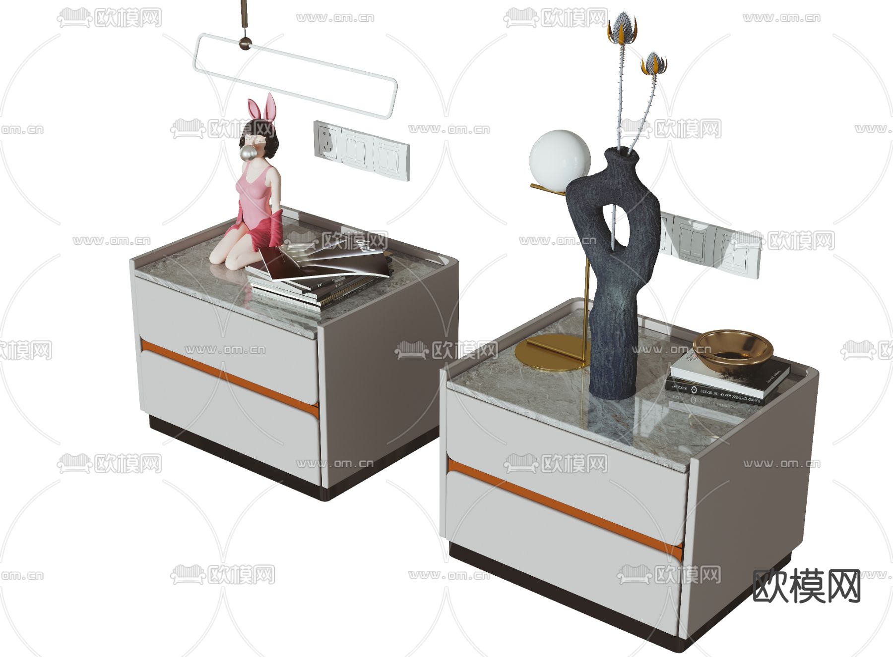 现代床头柜3d模型下载（渲染图5）