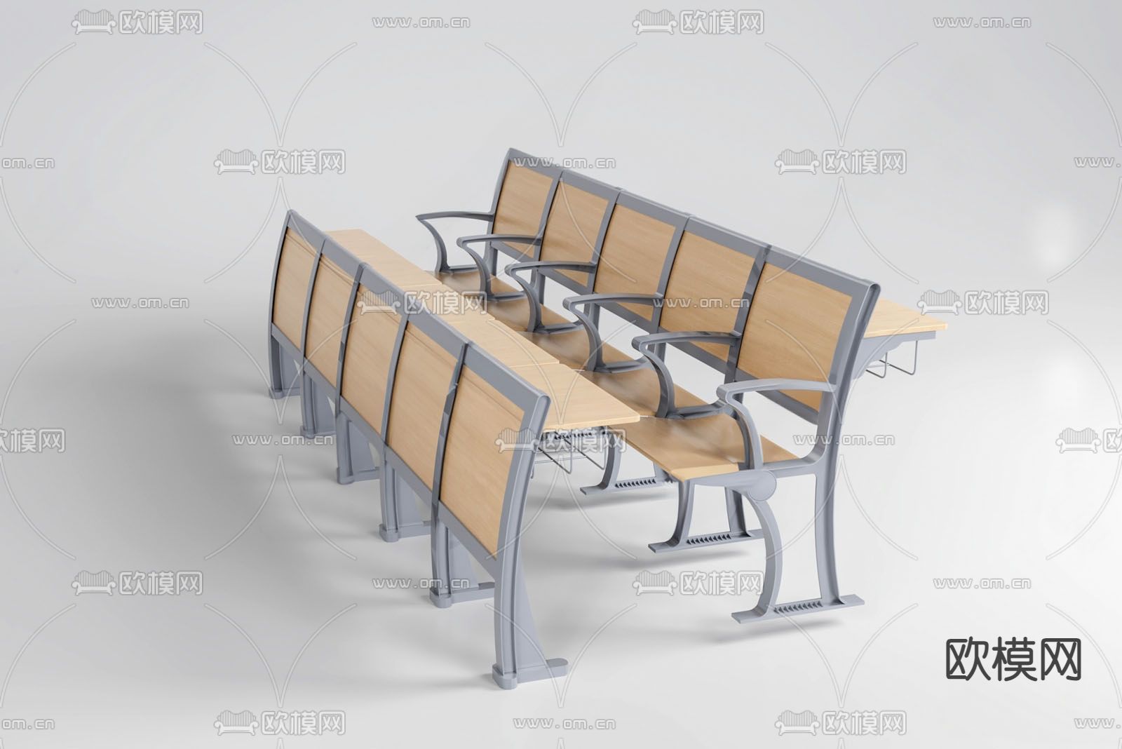 阶梯教室桌椅 课桌su模型下载（渲染图1）
