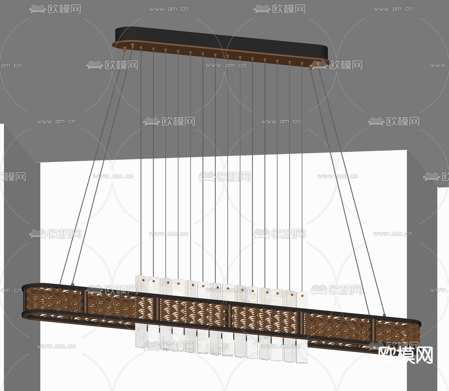 新中式吊灯su模型下载（渲染图1）