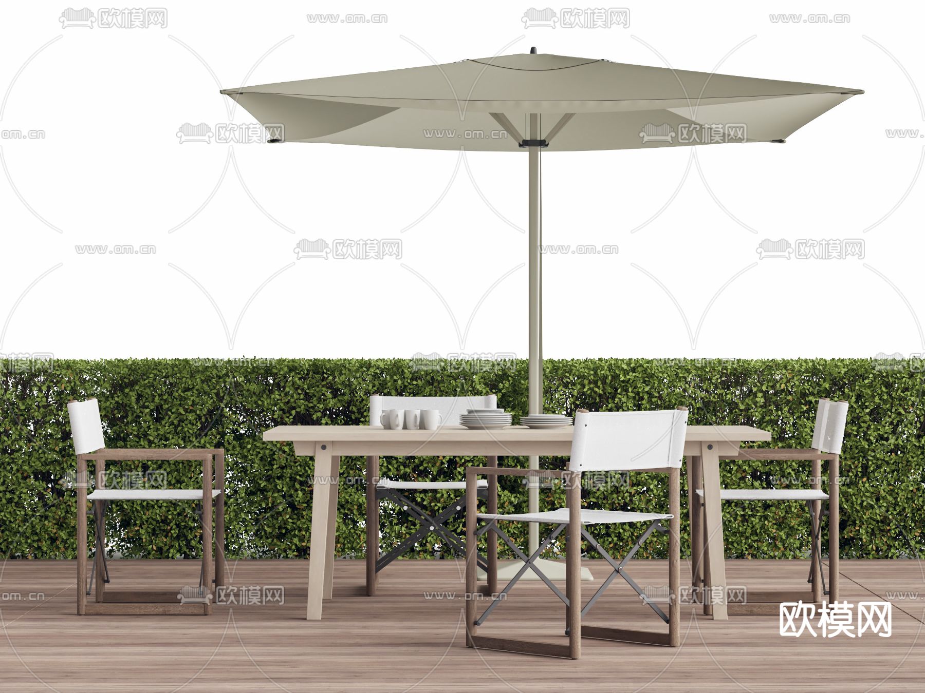 现代餐桌椅su模型下载（渲染图2）