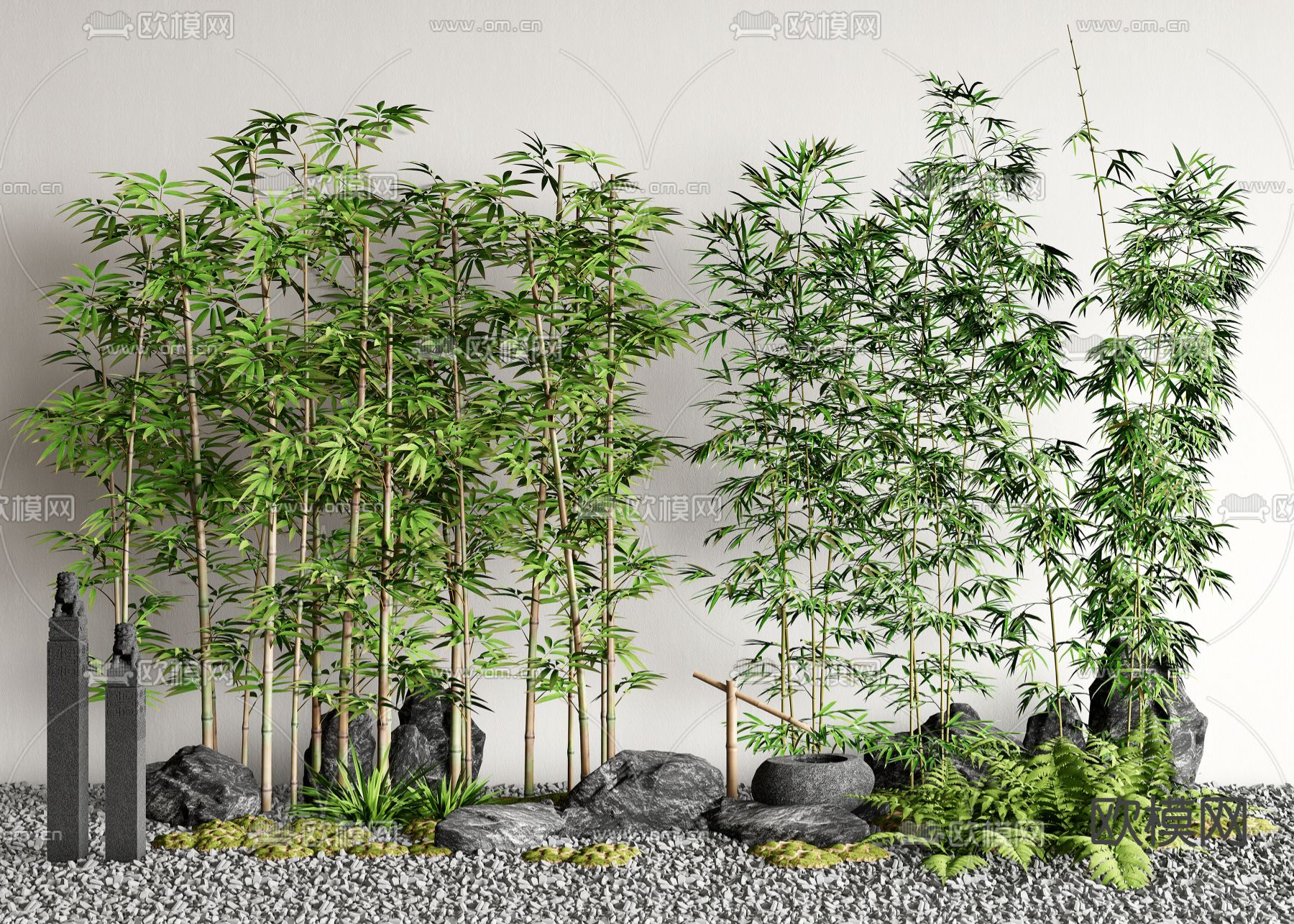 新中式竹子 庭院小品3d模型下载