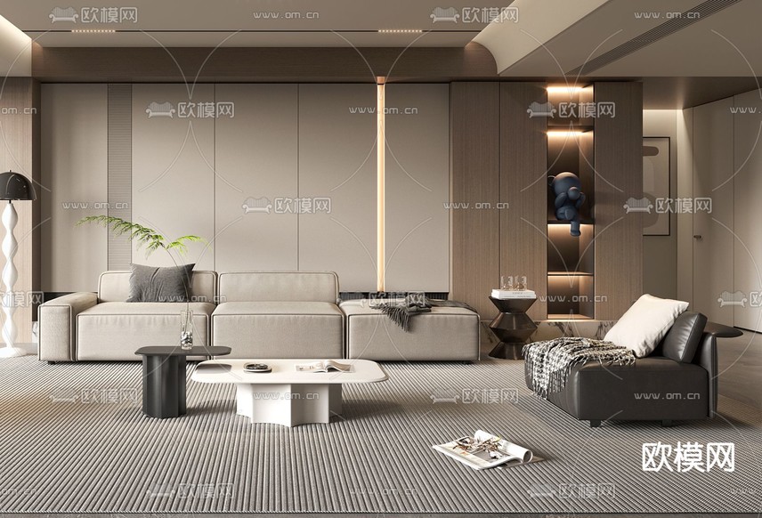 现代客厅3d模型下载(渲染图3)