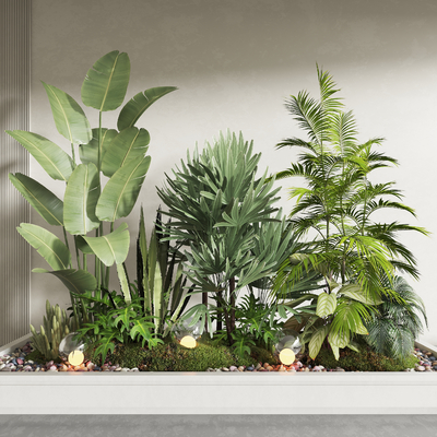  植物堆 室内造景 小品su模型 