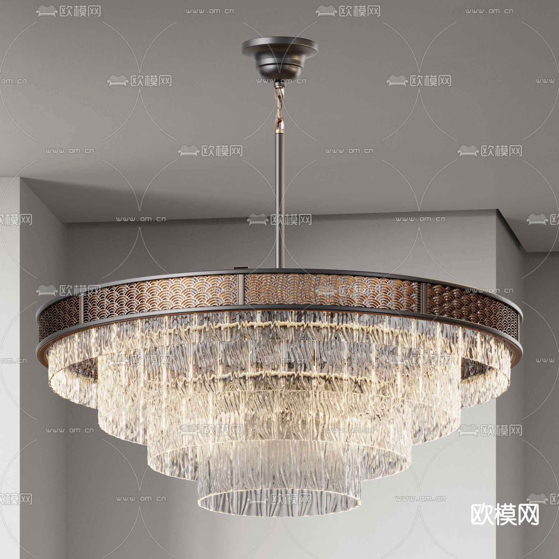 新中式吊灯su模型下载（渲染图2）
