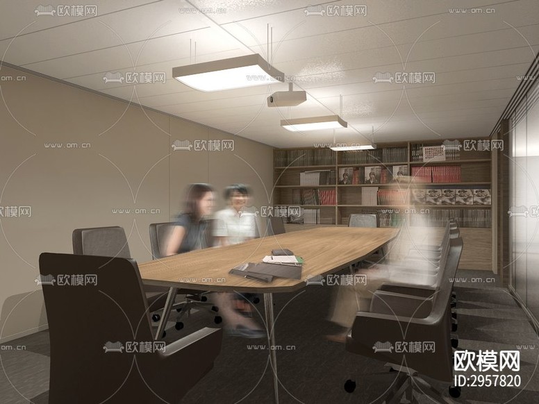 现代上海办公室效果图cad施工图下载(渲染图2)