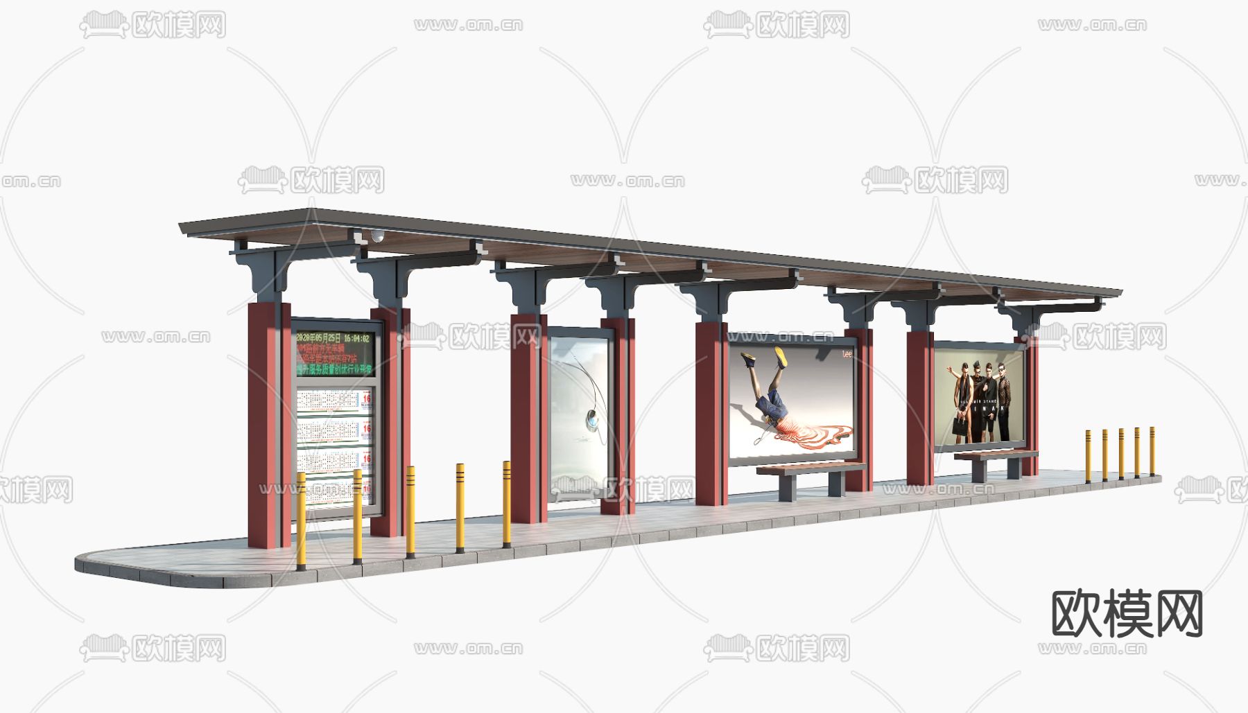 公交站台 车站su模型下载（渲染图1）