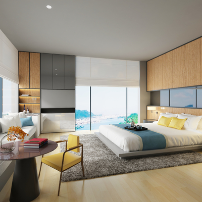  现代酒店客房 套房su模型 