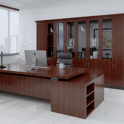  中式大班台 班台桌 文件柜su模型 