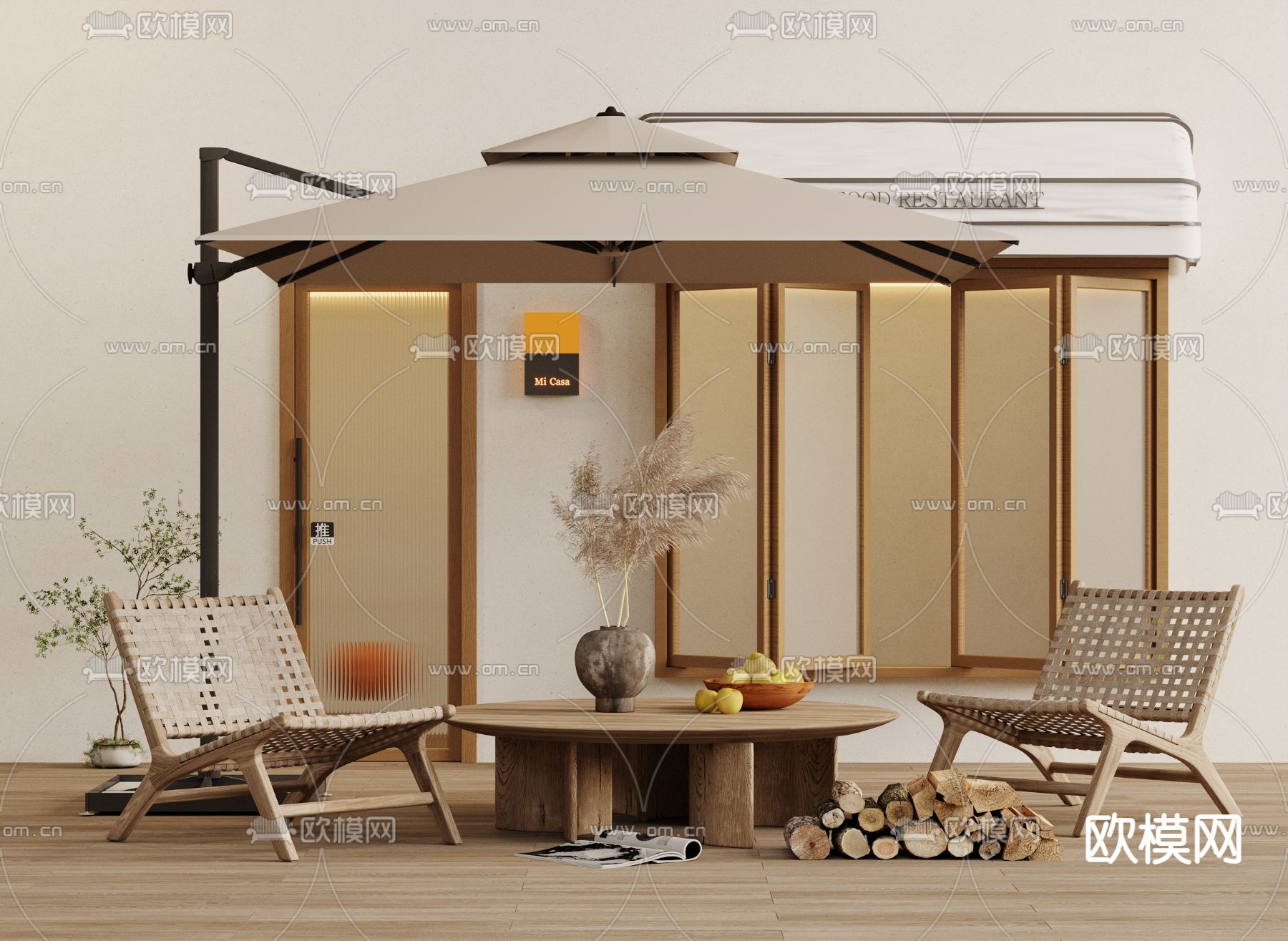 户外桌椅 商业外摆 网红折叠窗3d模型下载