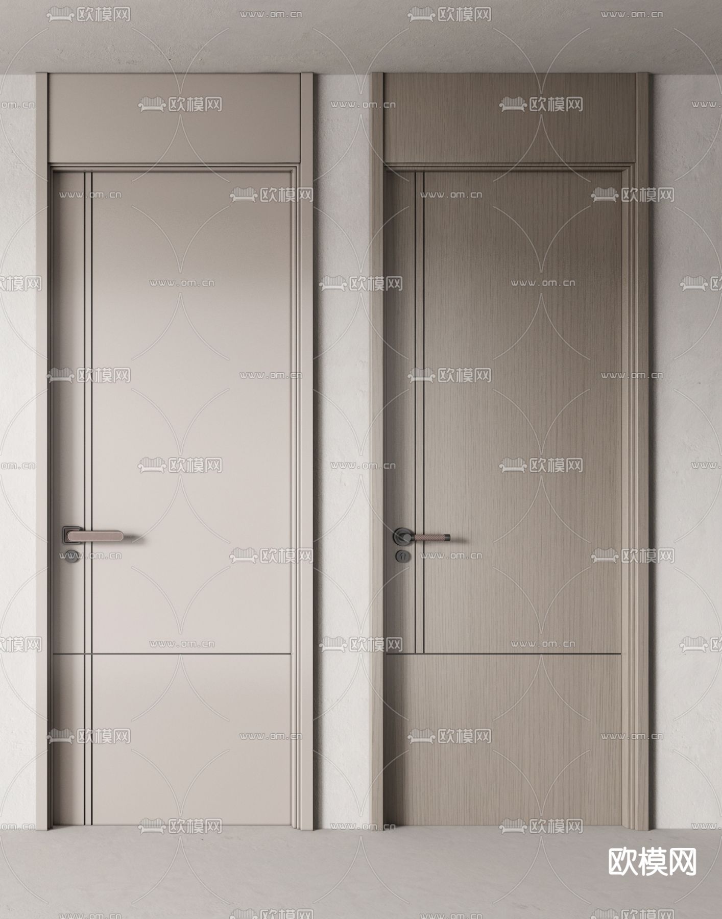 现代单开门 卧室门 通顶门 木门 房门su模型
