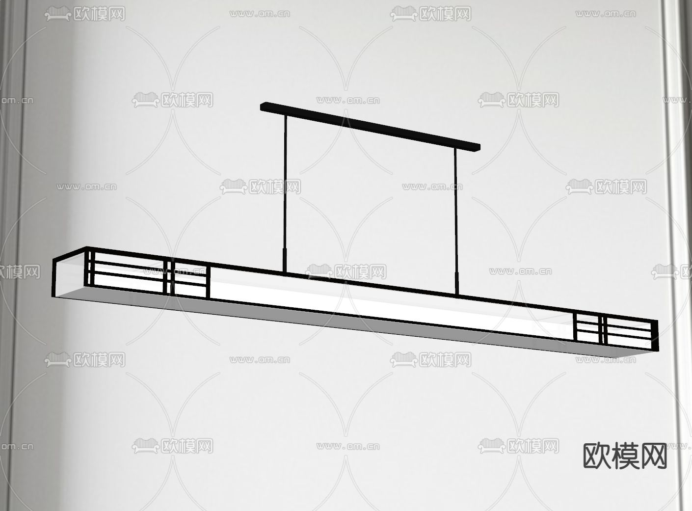 新中式吊灯 一字型吊灯su模型下载（渲染图2）