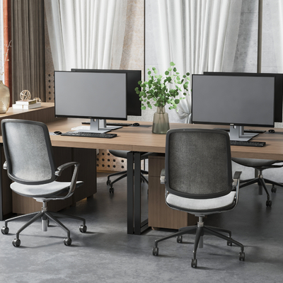  现代工位 卡位办公桌 职员桌su模型 