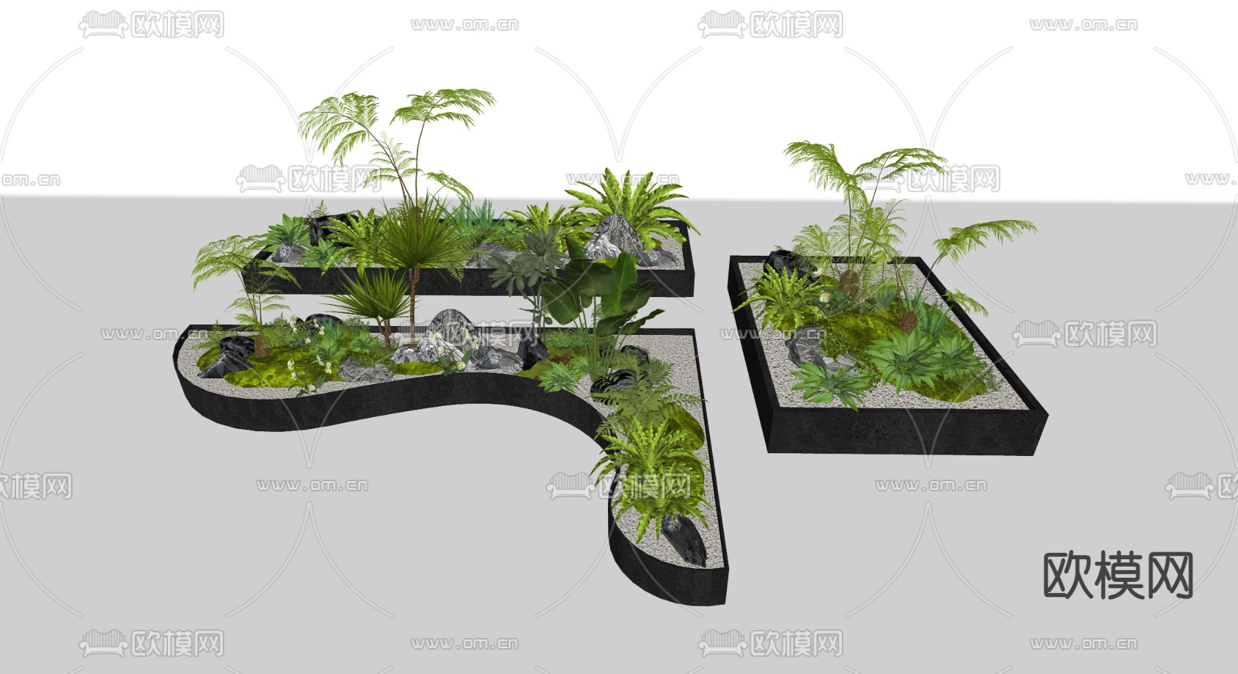 花池 花坛 花槽 绿植堆su模型下载（渲染图3）