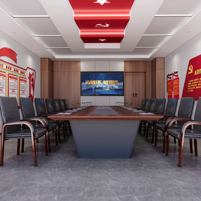  党建会议室su模型 