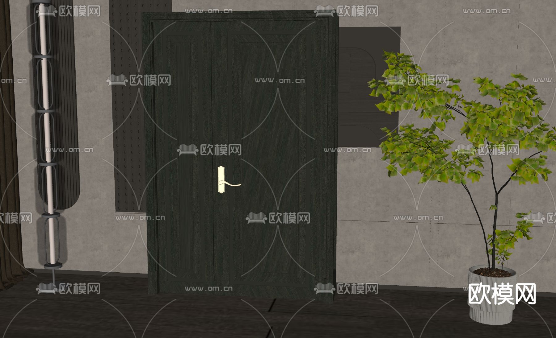 北欧入户门su模型下载（渲染图1）